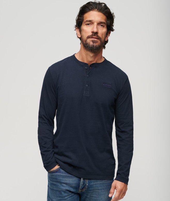 Vintage top met Geborduurd Logo en Halve Knoopsluiting
