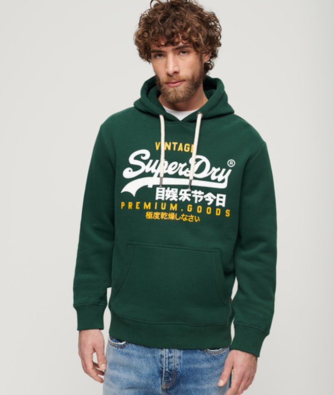 Vintage Logo Duo Hoodie Groen Grootte: L afbeelding