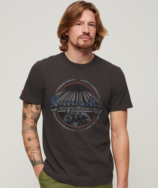 Rock Band T-shirt met Grafische Print Donkergrijs Grootte: XL afbeelding