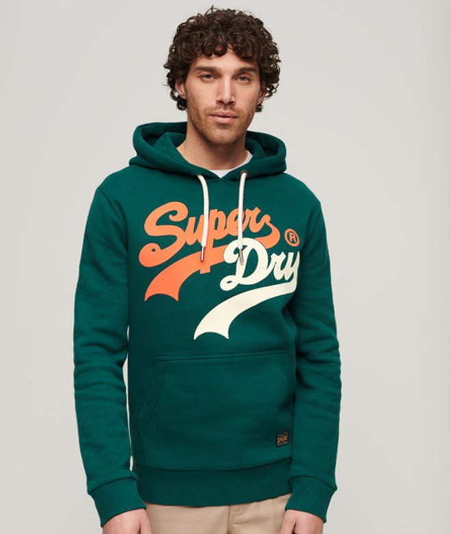 Classic College Hoodie met Tekstopdruk Groen Grootte: M afbeelding