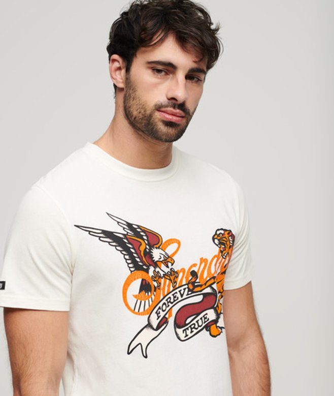 Tattoo Script T-shirt Wit Grootte: M afbeelding