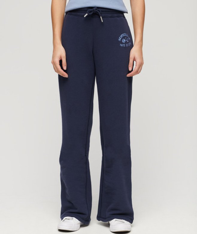 Superdry Athletic Essentials Joggingbroek met Lage Taille en Wijde Pijpen Blauw