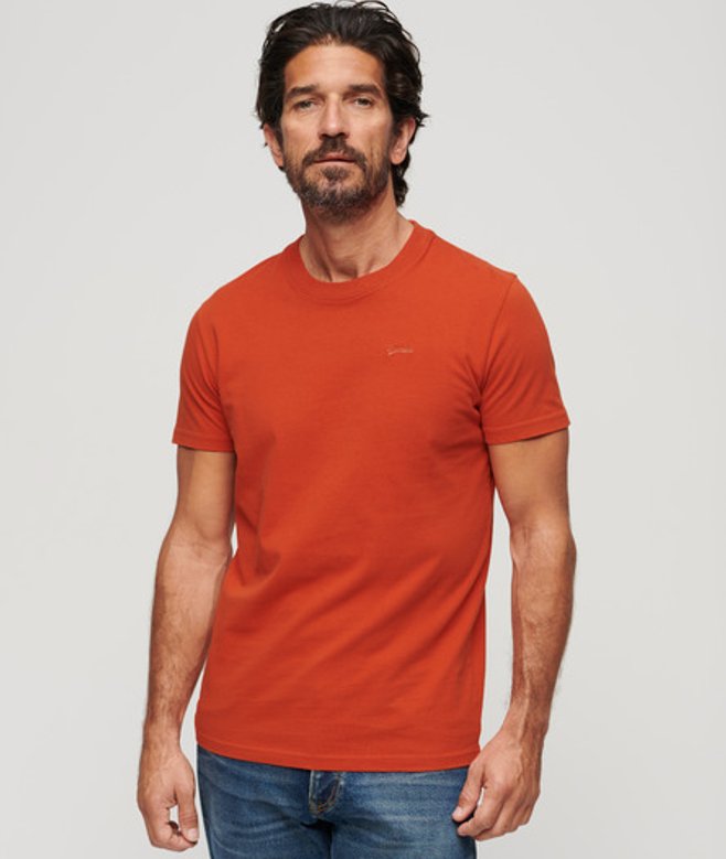 Superdry Men's Organic Cotton Essential Small Logo T-shirt Orange / Denim Co Rust Orange