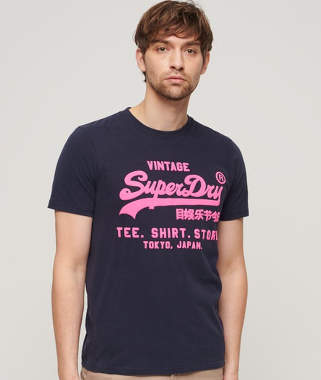 Neon Vintage Logo T-shirt Blauw Grootte: L afbeelding