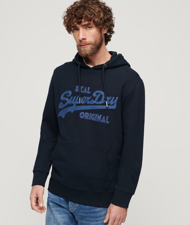 Superdry Geborduurde Hoodie met Lange Mouwen Blauw