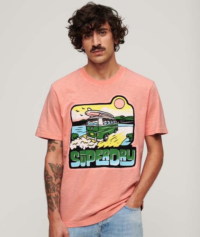 Herren Locker Geschnittenes T-shirt mit Neon-reisegrafik - Größe: S - Superdry - Modalova