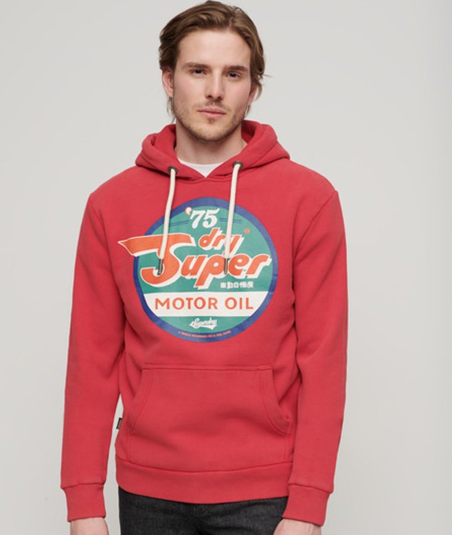 Superdry Gasoline Workwear Hoodie met Print Rood