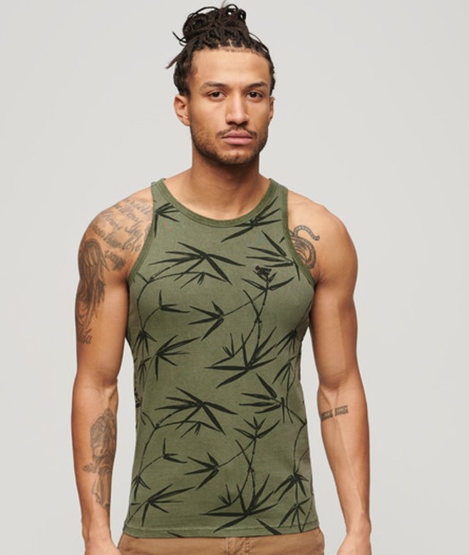 Superdry Men's Vintage Overdyed Printed Vest Green / Surplus Goods Olive Green