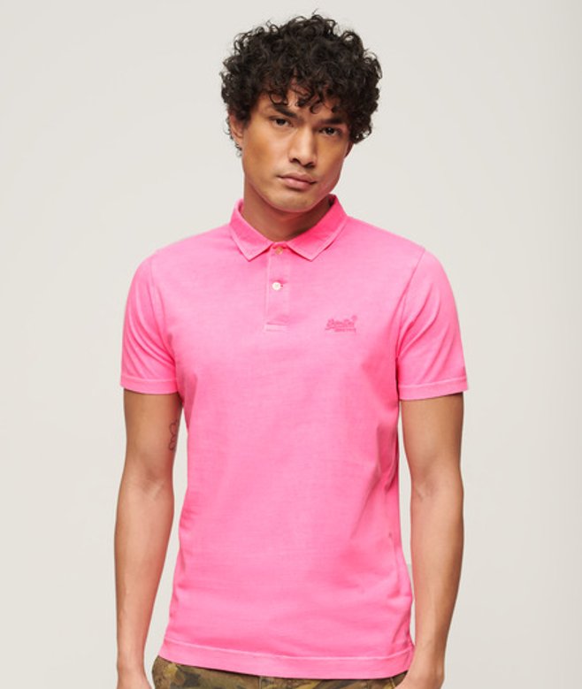 Herren Essential Jersey-polohemd mit Neonfarbenem Logo - Größe: L - Superdry - Modalova