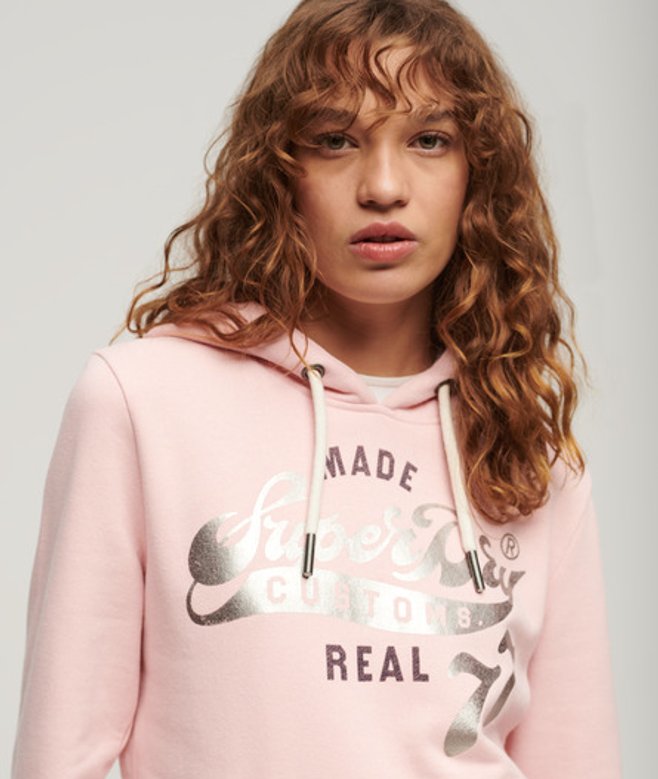 Superdry Reworked Classics Hoodie met Print Roze