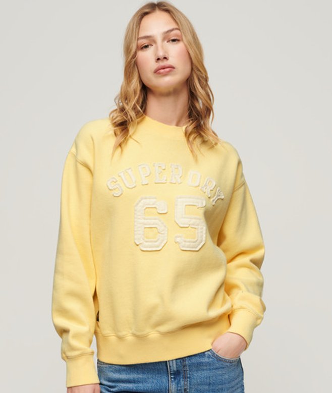 Athletic Sweatshirt met Appliqué en Losse Pasvorm Geel Grootte: 38 afbeelding