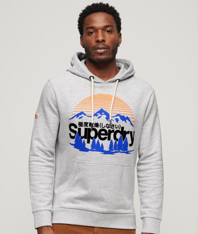 Superdry Great Outdoors Hoodie met Afbeelding Grijs