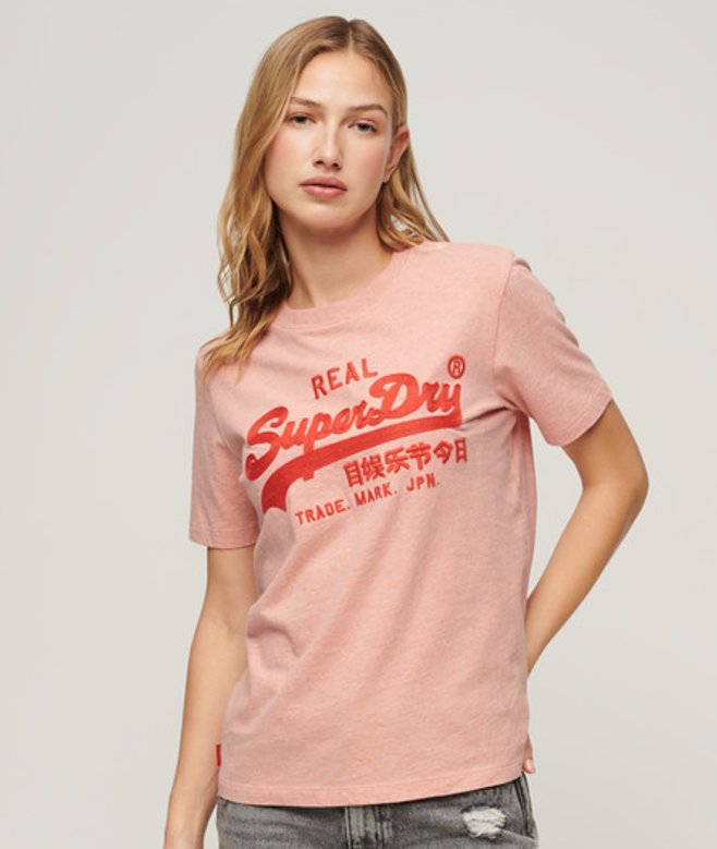 T-shirt met Geborduurd Vintage Logo Roze Grootte: 44 afbeelding
