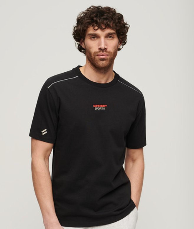 Sport Tech Logo T-shirt met Losse Pasvorm Zwart Grootte: L afbeelding