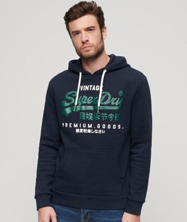 Superdry Premium Goods Hoodie Blauw