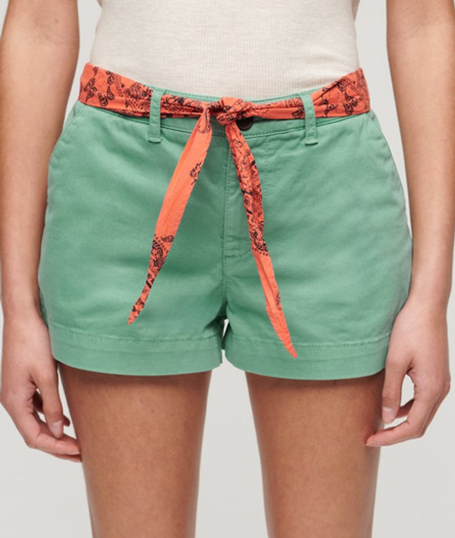 Superdry Women's Chino Hot Shorts Green / Beryl Green