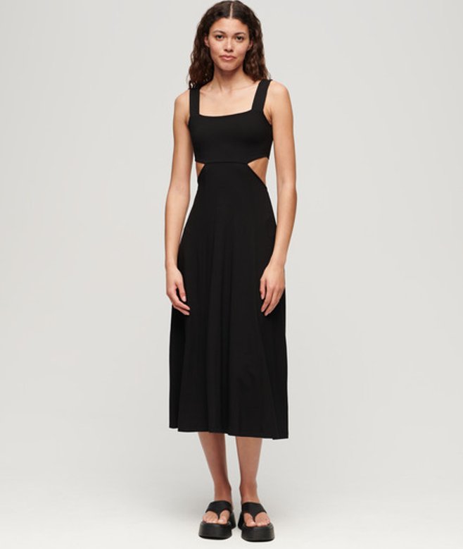 Superdry Women's Jersey Cutout Midi Dress, Black