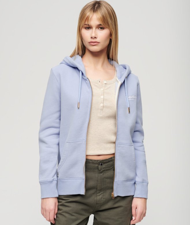 Essential Logo Hoodie met Rits Blauw Grootte: 38 afbeelding