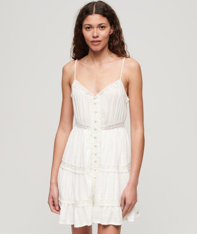Superdry Women's Alana Lace Trim Cami Dress White / Off White
