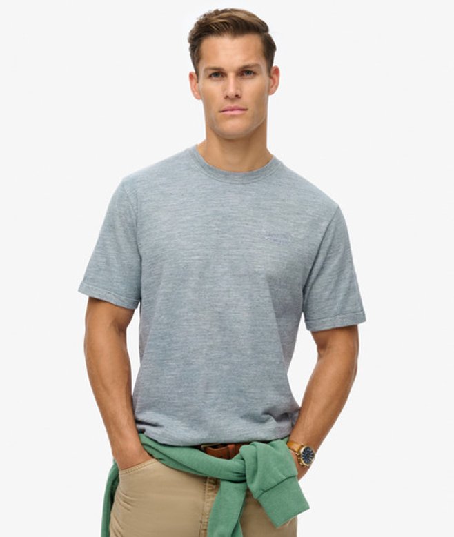 Superdry Men's Over-dyed Slub Marl T-shirt Dark Blue / Blue Fog - Size: M