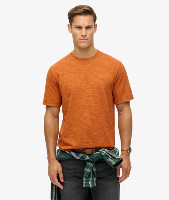 Overdyed Gemêleerd T-shirt met Slub-effect Oranje Grootte: XL afbeelding