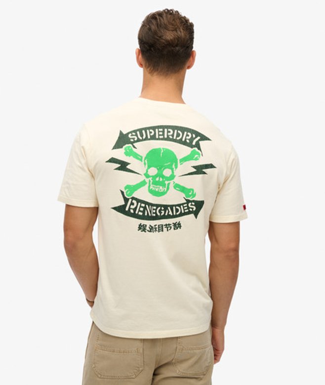 Lo-fi Punk Graphic T-shirt met Losse Pasvorm Crème Grootte: L afbeelding