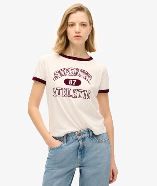 Damen Figurbetontes Athletic Essentials Ringer-t-shirt - Größe: 40 - Superdry - Modalova