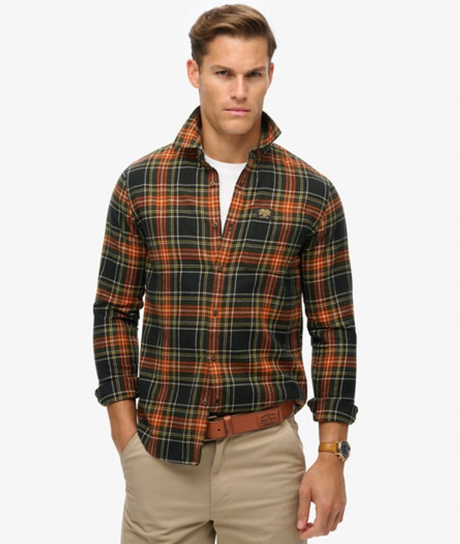 Superdry Katoenen Houthakkersoverhemd met Lange Mouwen Oranje