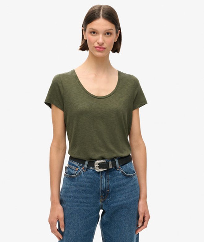 Women's Studios Scoop Neck T-shirt / Army Green - Size: 12 - Superdry - Modalova