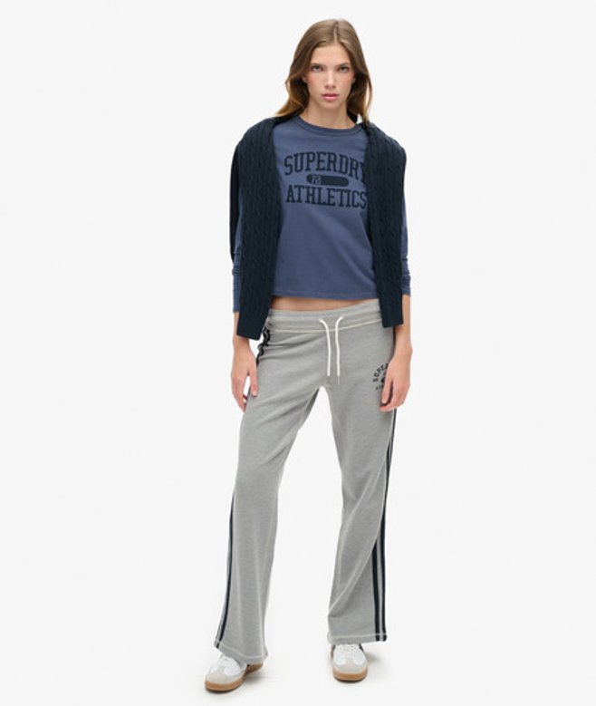 Women's Athletic Essentials Stripe Flare Joggers / Marl - Size: 14 - Superdry - Modalova