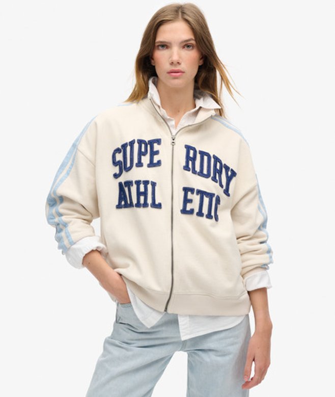 Damen Lockeres Athletic Essentials Trainingsoberteil Mit Applikation Seitlich gestreift, Größe: 38 - Superdry - Modalova