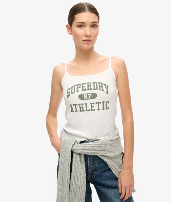 Damen Athletic Essentials Pointelle-trägertop mit Grafik - Größe: 42-44 - Superdry - Modalova