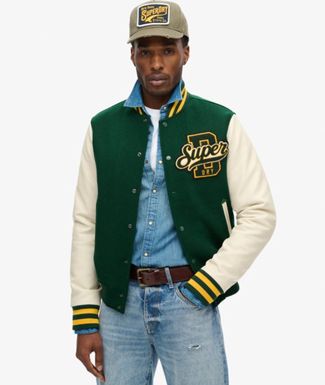 Pour Des s Bomber en Laine Varsity et Bloc de Couleur, Taille: L - Superdry - Modalova