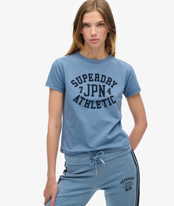 Athletic Essentials T-shirt met Print en Aansluitende Pasvorm Blauw Grootte: 36 afbeelding