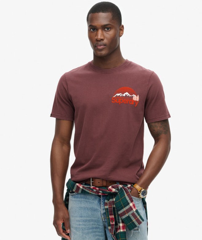 Great Outdoor T-shirt met Print op de Borst Bruin Grootte: M afbeelding