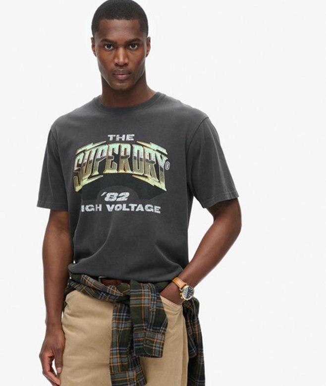 70s Rockband T-shirt met Grafische Print Zwart Grootte: M afbeelding