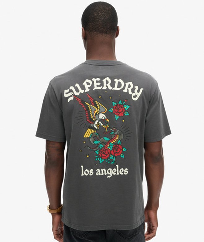 Tattoo T-shirt met Losse Pasvorm en Print op de Achterkant Donkergrijs Grootte: L afbeelding
