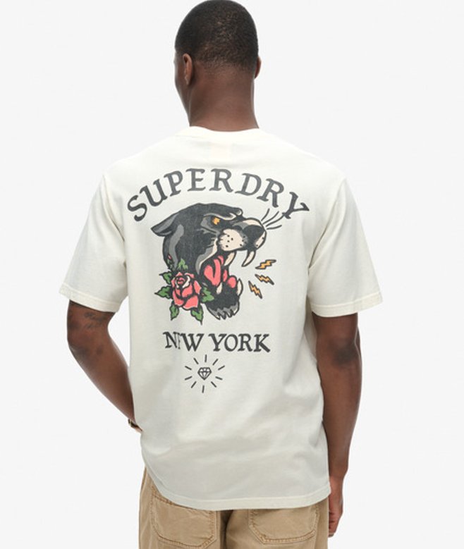 Herren Locker Geschnittenes T-shirt mit Tattoo-grafik auf der Rückseite - Größe: L - Superdry - Modalova