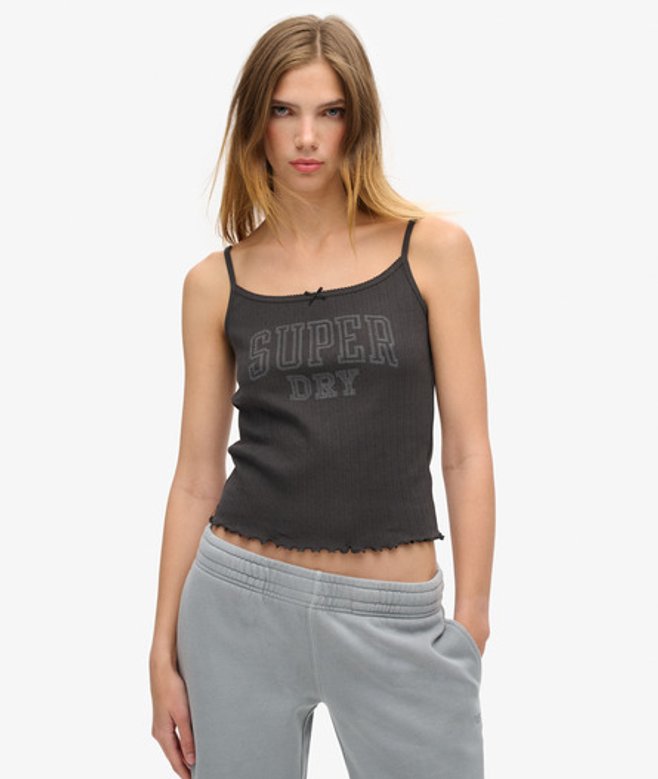 Athletic Essentials Pointelle Camitop met Print Zwart Grootte: 38-40 afbeelding