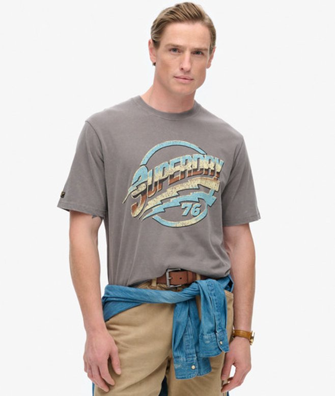 Herren T-shirt mit Rockband-grafik im Stil der 70er - Größe: S - Superdry - Modalova