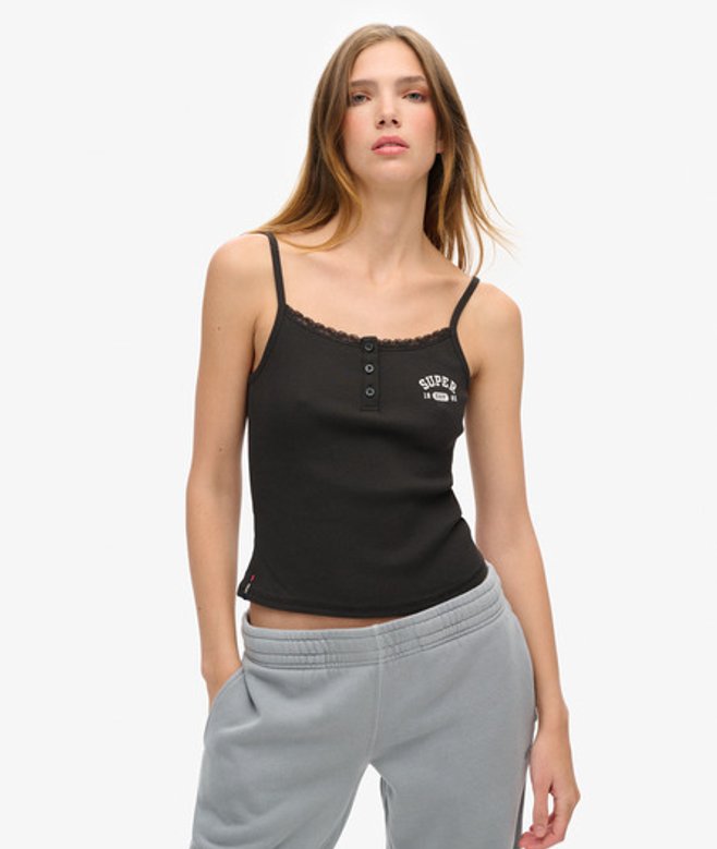 Athletic Essentials Camitop met Knopen en Print Zwart Grootte: 38-40 afbeelding