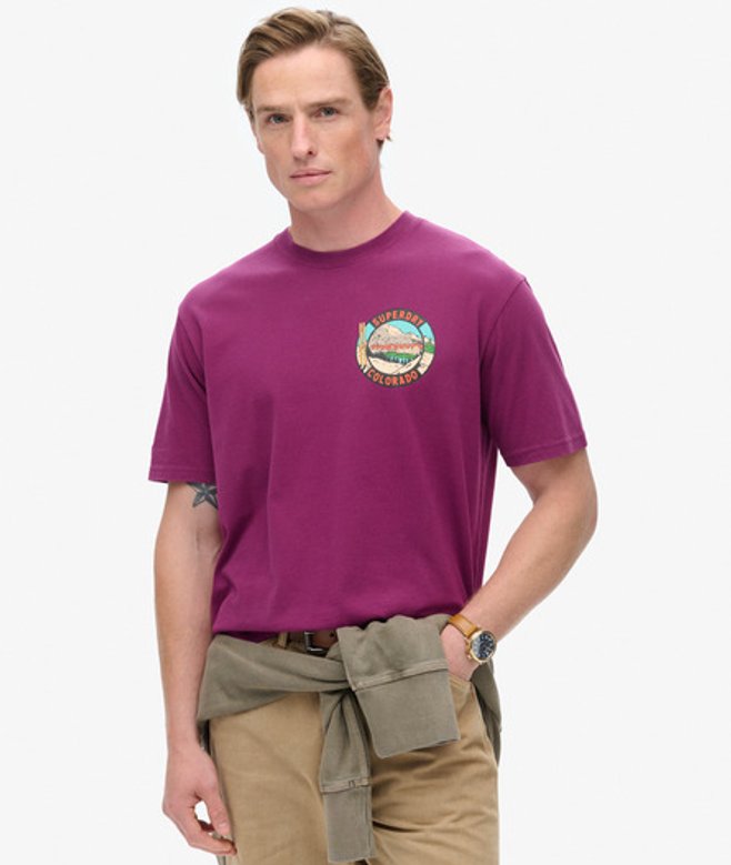 Herren Travel Postcard T-shirt mit Print im Brustbereich - Größe: XL - Superdry - Modalova