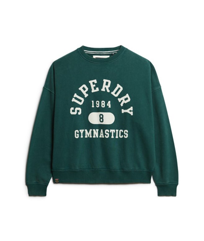 Superdry Women's Athletic Essentials Oversized Printed Sweatshirt Green / Dark Pine Green