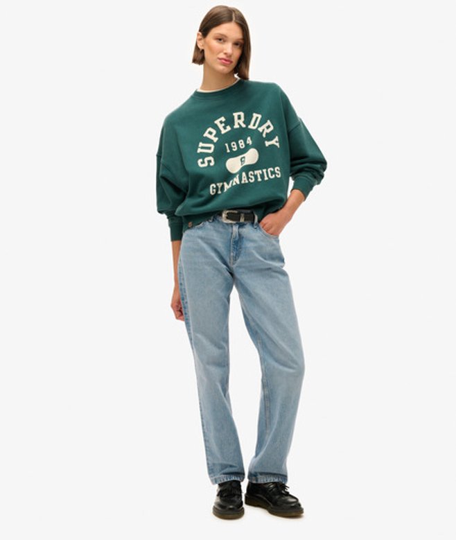 Superdry Women's Athletic Essentials Oversized Printed Sweatshirt Green / Dark Pine Green