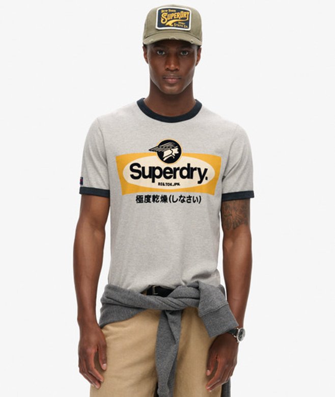 Herren Core Ringer Workwear T-Shirt Mit Grafik Und Logo, Größe: M - Superdry - Modalova