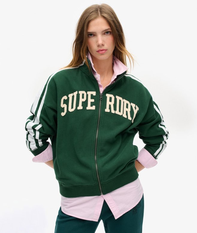 Damen Athletic Essentials Applique Zip-trainingsjacke in OverGröße-passform - Größe: 34 - Superdry - Modalova