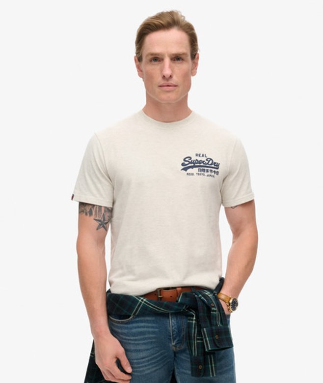 Klassiek T-shirt met Vintage Logo Crème Grootte: M afbeelding