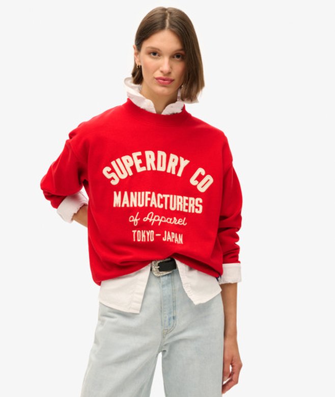 Workwear Losse Trui met Borduursel en Ronde Hals