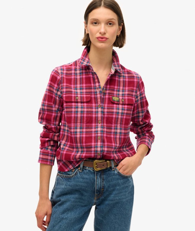 Superdry Women's Lumberjack Check Flannel Shirt Red / Berry Red Check