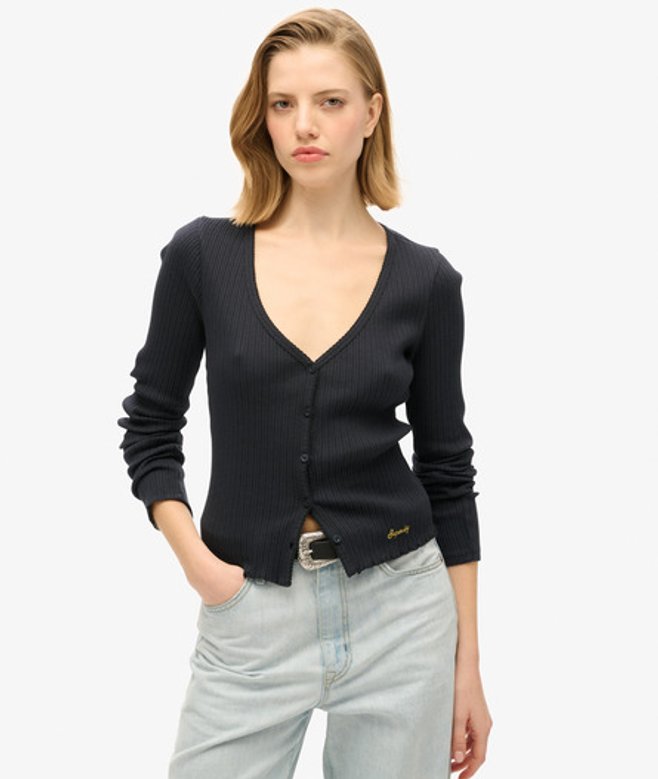 Essential top met Knopen en Lange Mouwen Blauw Grootte: 38-40 afbeelding